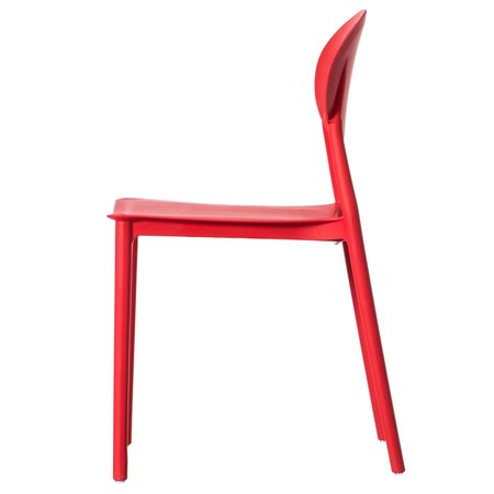 Fabulaxe Modern Plastic Outdoor Dining Chair with Open Oval Back Design, Red, PK 2 QI004226.RD.2